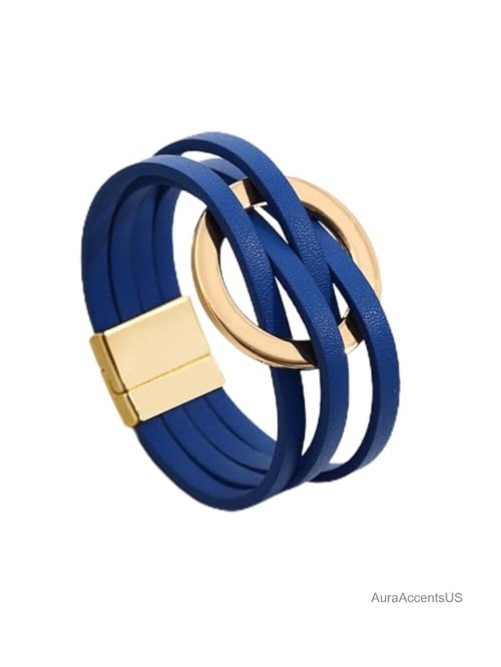 Leather Cuff Wrap Bracelet for Women Boho Circle Charm